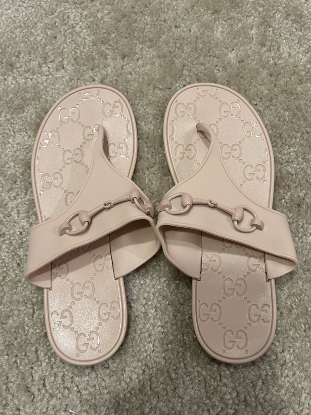 Blush Pink/Tan Horsebit Thong Sandals